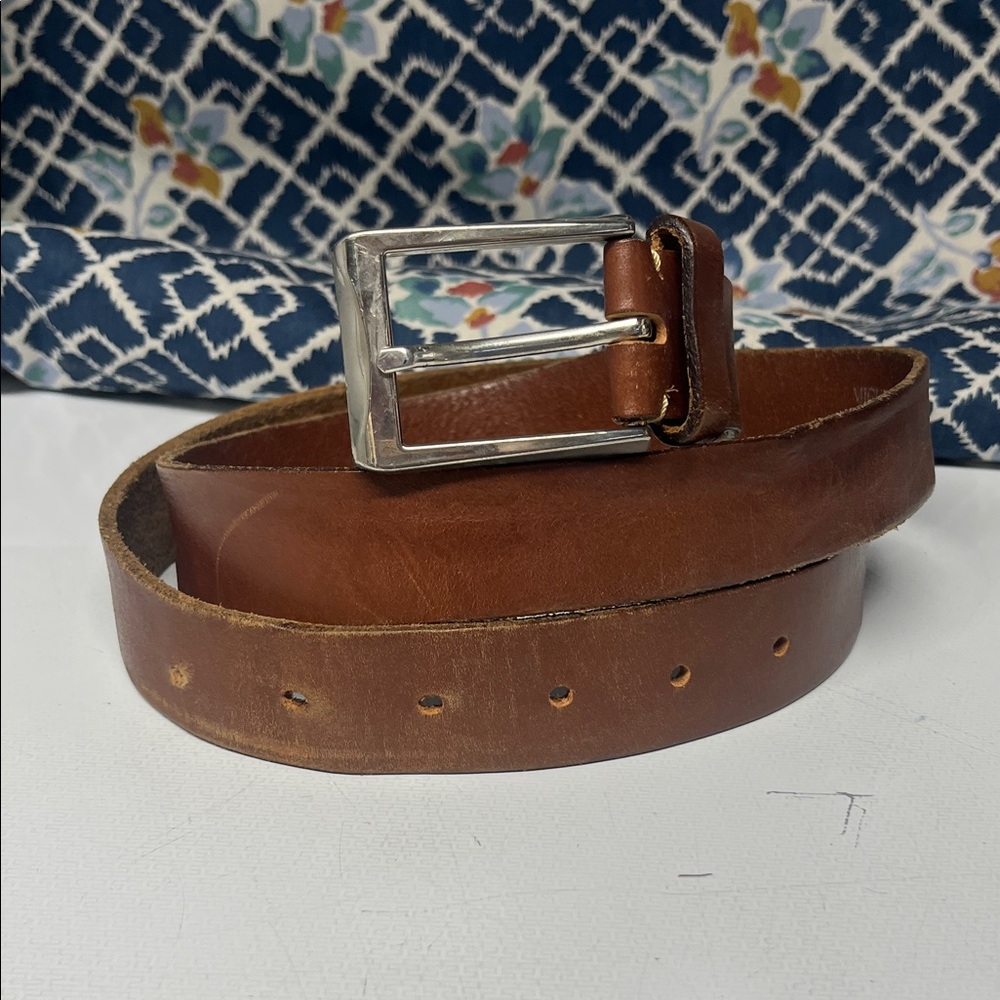 Brown Genuine Leather Men's Belt Made in Spain